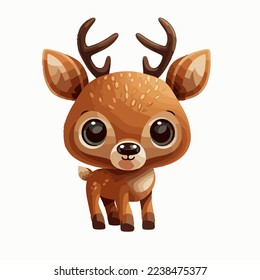 Cute Christmas deer isolated background.Christmas deer logo.Smile deer. Cute Christmas deer. Funny reindeer cartoon. Cute reindeer isolated on light color background. logo, copy space. Design assest.