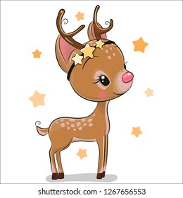 Cute Christmas deer isolated on a white background