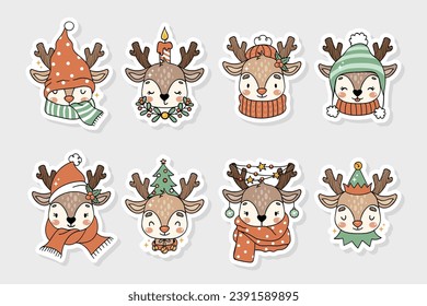 Cute Christmas deer sticker pack