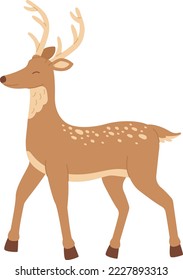 Cute Christmas deer. Stock vector illustration isolated on white background