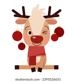 Cute Christmas deer with Christmas tree decorations