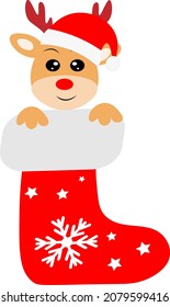 cute christmas deer vector cartoon illustration