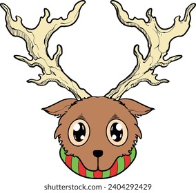 Cute Christmas Deers Vector Set