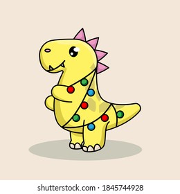 Cute Christmas Dino mascot design