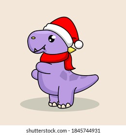 Cute Christmas Dino mascot design