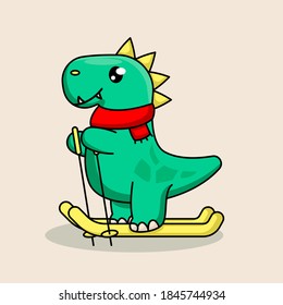 Cute Christmas Dino mascot design