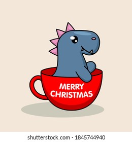 Cute Christmas Dino mascot design