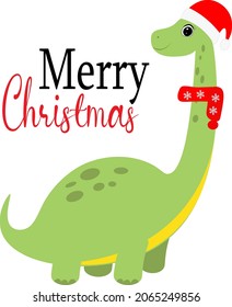 cute christmas dinosaur cartoon vector