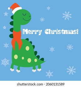 cute christmas dinosaur illustration as vector