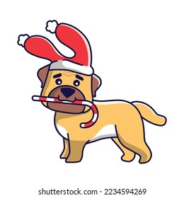 Cute Christmas dog in Christmas costume illustration vector