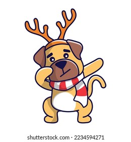 Cute Christmas dog in Christmas costume illustration vector