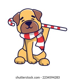 Cute Christmas dog in Christmas costume illustration vector