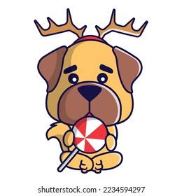 Cute Christmas dog in Christmas costume illustration vector