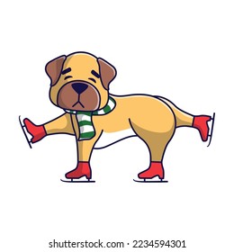 Cute Christmas dog in Christmas costume illustration vector
