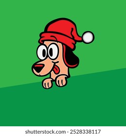 Cute Christmas Dog Flat Vector Art Illustration