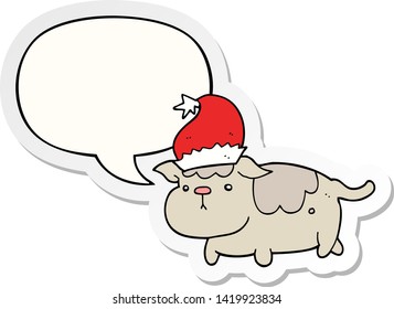 cute christmas dog with speech bubble sticker