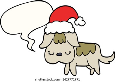 cute christmas dog with speech bubble