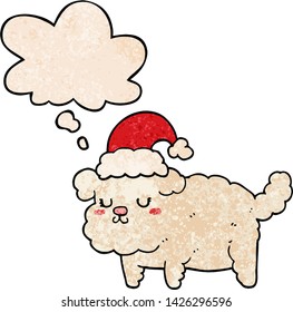 cute christmas dog with thought bubble in grunge texture style