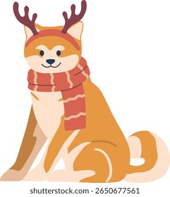 Cute Christmas dog vector illustration