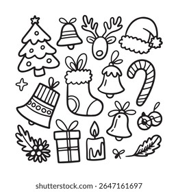 Cute Christmas Doodle Icons: Holiday Hand-Drawn Elements Collection