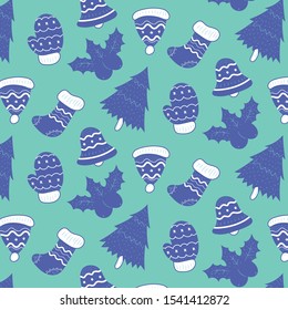 Cute christmas doodle pattern vector