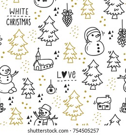 Cute Christmas doodle seamless background