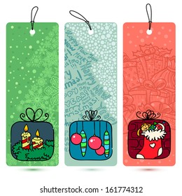 Cute Christmas doodle tags set