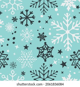 Cuto doodles de Navidad Vector de patrón sin costura.