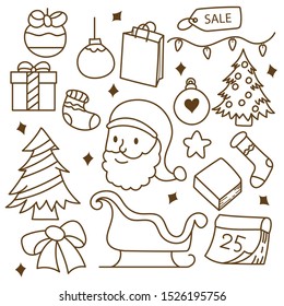 Cute christmas doodles set vector