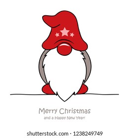 cute christmas dwarf with red cap christmas cartoon vector illustration EPS10