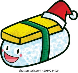 Cute christmas egg sushi laughing happily