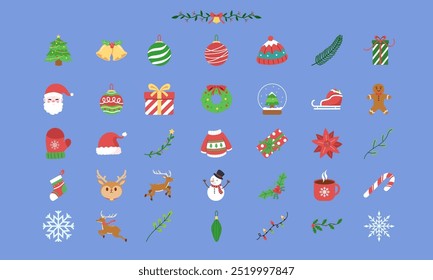 Cute Christmas element flat illustration  