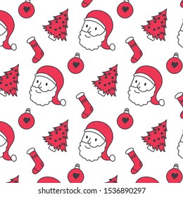Cute christmas element pattern in doodle style