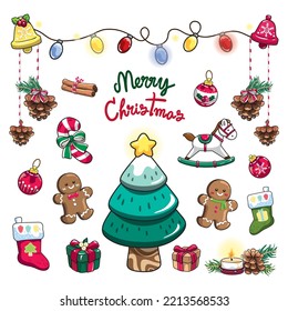 cute Christmas elements hand drawn