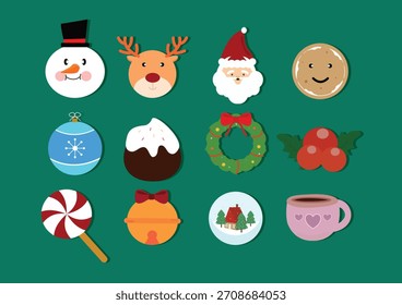 Niedliche Weihnachtselemente Illustration Set
