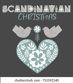 Cute Christmas elements in Scandinavian style. Editable vector illustration