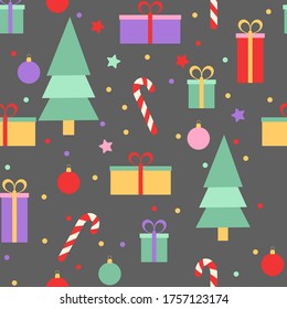 Cute christmas elements seamless pattern background