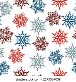 Cute christmas elements seamless pattern background seamless christmas pattern with multicolored snowflakes