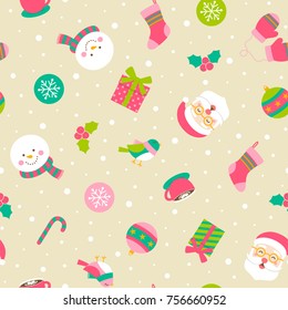 Cute christmas elements seamless pattern background