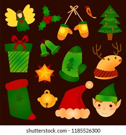 Cute Christmas Elements Vector Graphics Art Design