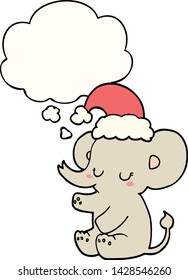 cute christmas elephant with thought bubble