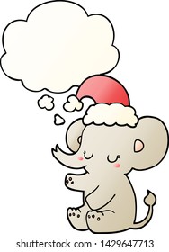 cute christmas elephant with thought bubble in smooth gradient style