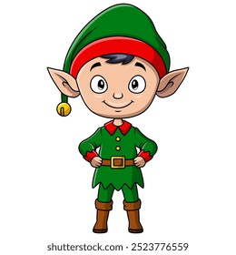 Cute christmas elf boy cartoon