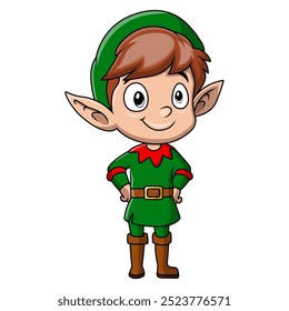 Cute christmas elf boy cartoon