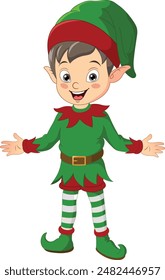 Cute Christmas elf cartoon vector