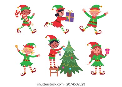 Cute Christmas elf character set