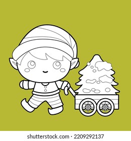 Cute Christmas Elf Digital Stamp