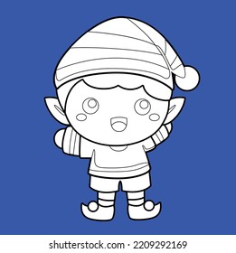 Cute Christmas Elf Digital Stamp