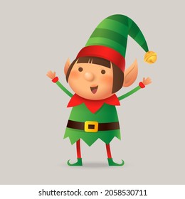 Cute Christmas Elf girl - vector illustration isolated