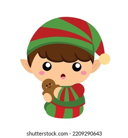 Cute Christmas Elf Illustration Vector Clipart